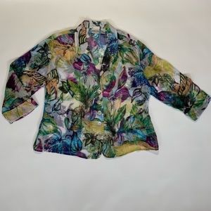 Chico’s Silk Sheer Fun Floral Size 2 (12) Top